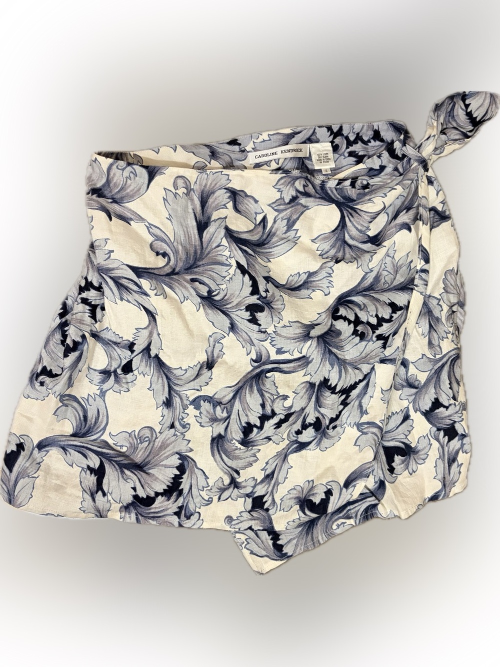 Caroline Kendrik Blue Floral Wrap Skirt